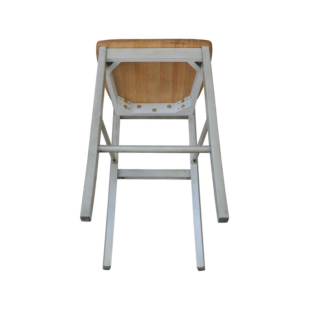 X-back Barheight Stool - 30" Seat Height, Hickory/Stone. Picture 2