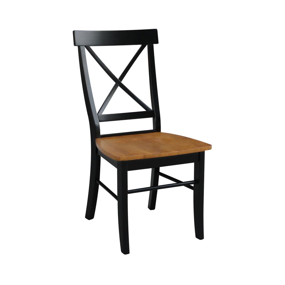 Set of Two X-Back Chairs  with Solid Wood Seats , Black/Cherry. Picture 8