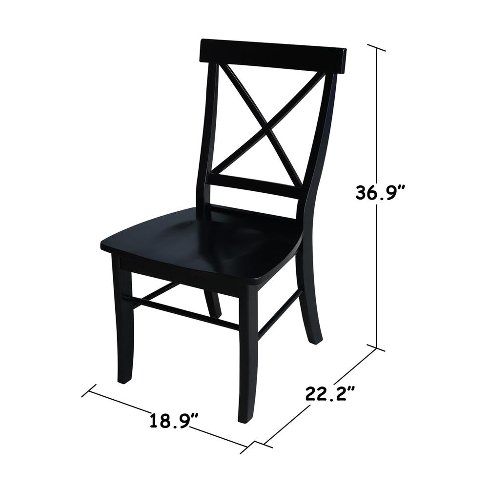 Set of Two X-Back Chairs  with Solid Wood Seats , Black. Picture 9