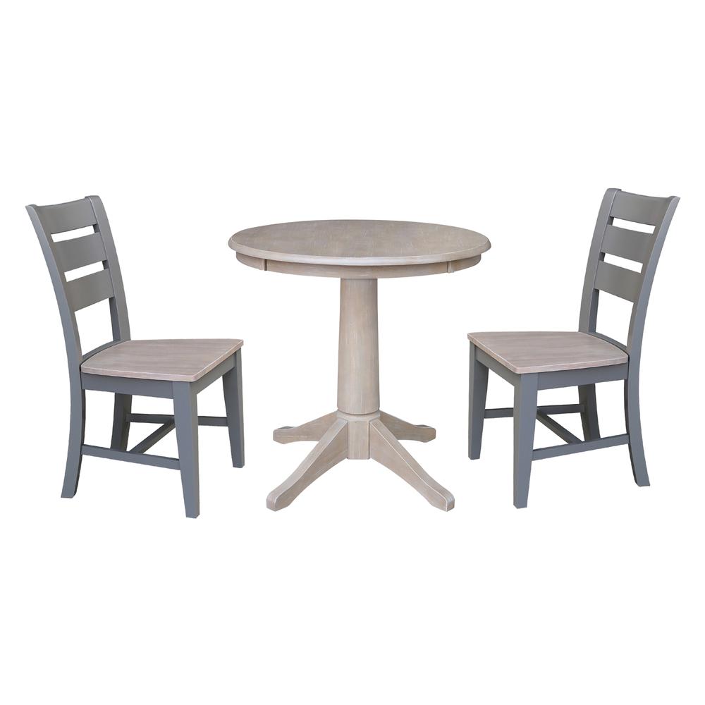 30" Round Top Pedestal Table with 2 Chairs. Picture 1