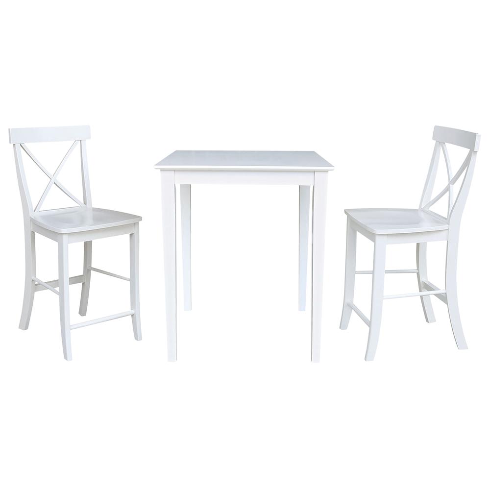 30" x 30" CounterHeight Dining Table with 2 X-Back Stools - 3 Piece Set. Picture 2