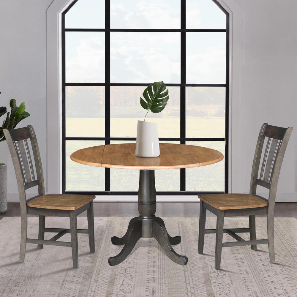 42 in. Round Dual Drop Leaf Dining Table with 2 Splatback Chairs. Picture 2