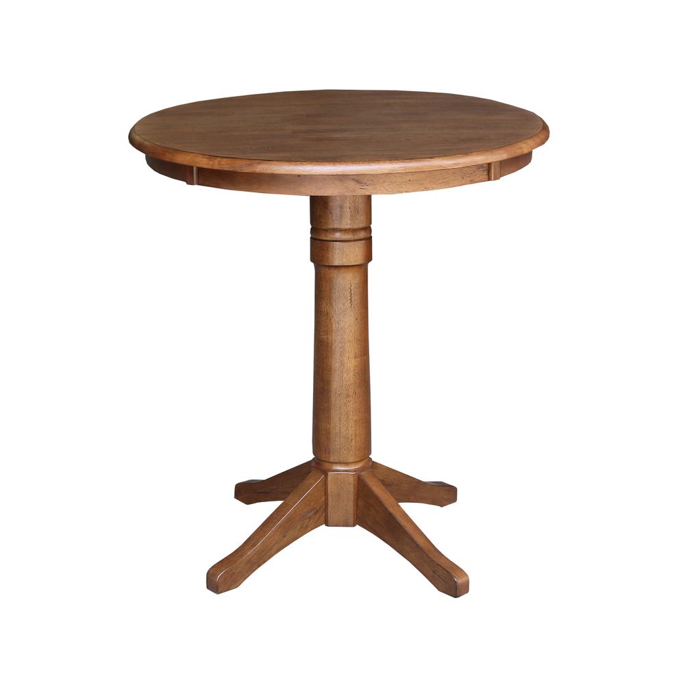 30" Round Pedestal Gathering Height Table with 2 San Remo Counter Height Stools. Picture 3