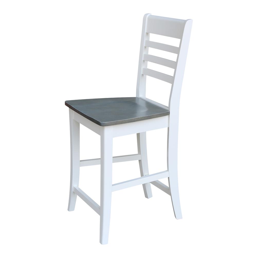 Roma Counter height Stool - 24" Seat Height, White/Heather gray. Picture 6