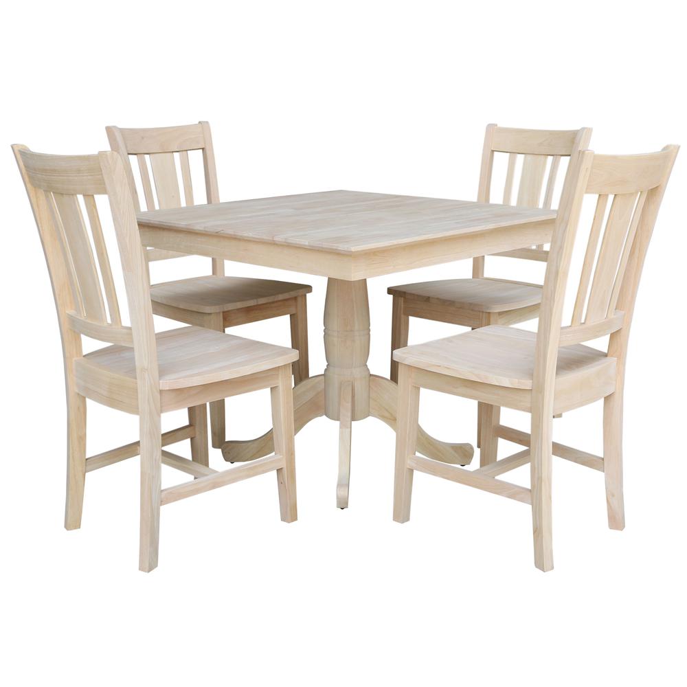 36" x 36" Square Top Pedestal Table  With 4 Chairs (Set of 5). Picture 1