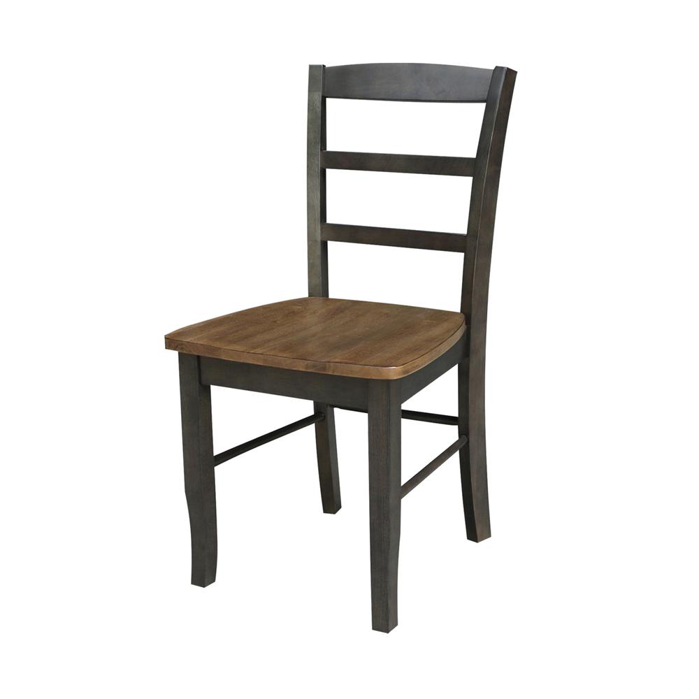 Madrid Ladderback Chairs - Set of 2, Hickory/Washed Coal. Picture 1