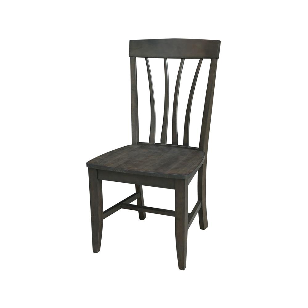 Set of Two Solid Wood Soma FanBack Dining Chairs in Coal. Picture 2
