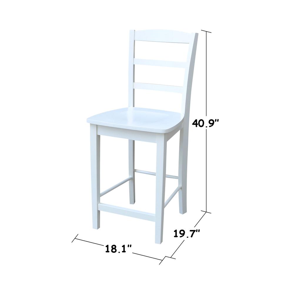 Madrid Counter height Stool - 24" Seat Height, White. Picture 9