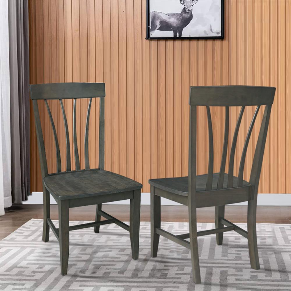Set of Two Solid Wood Soma FanBack Dining Chairs in Coal. Picture 6