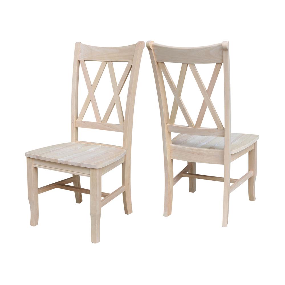 Set of Two Double X-Back Chairs, Unfinished. Picture 7