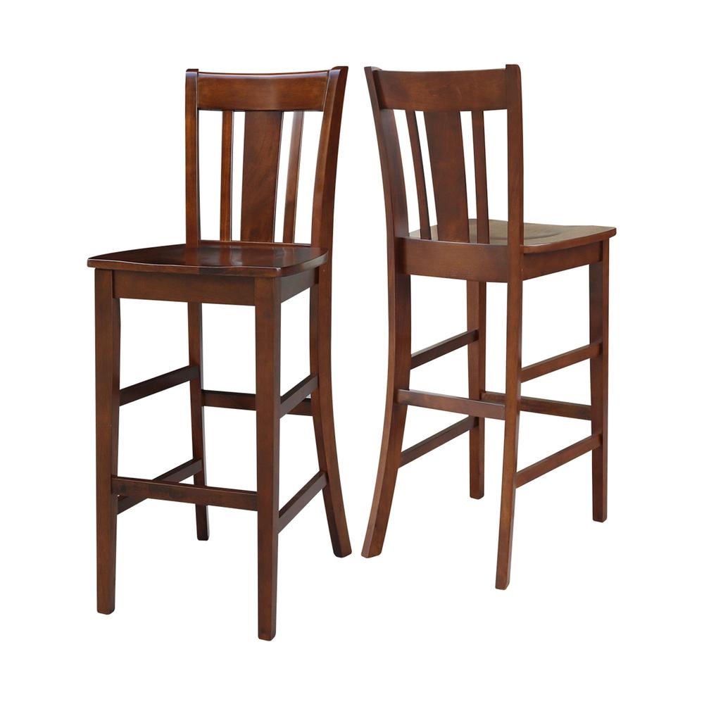 San Remo Bar height Stool - 30" Seat Height, Espresso. Picture 7