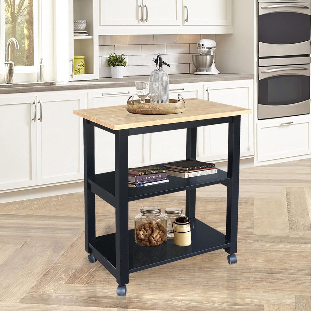 Microwave Cart, Black/Natural. Picture 4