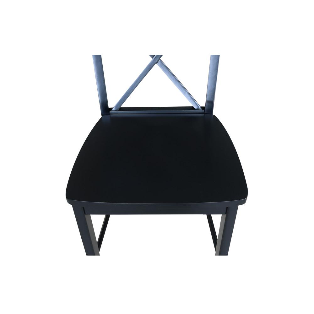 X-Back Bar height Stool - 30" Seat Height, Black. Picture 2