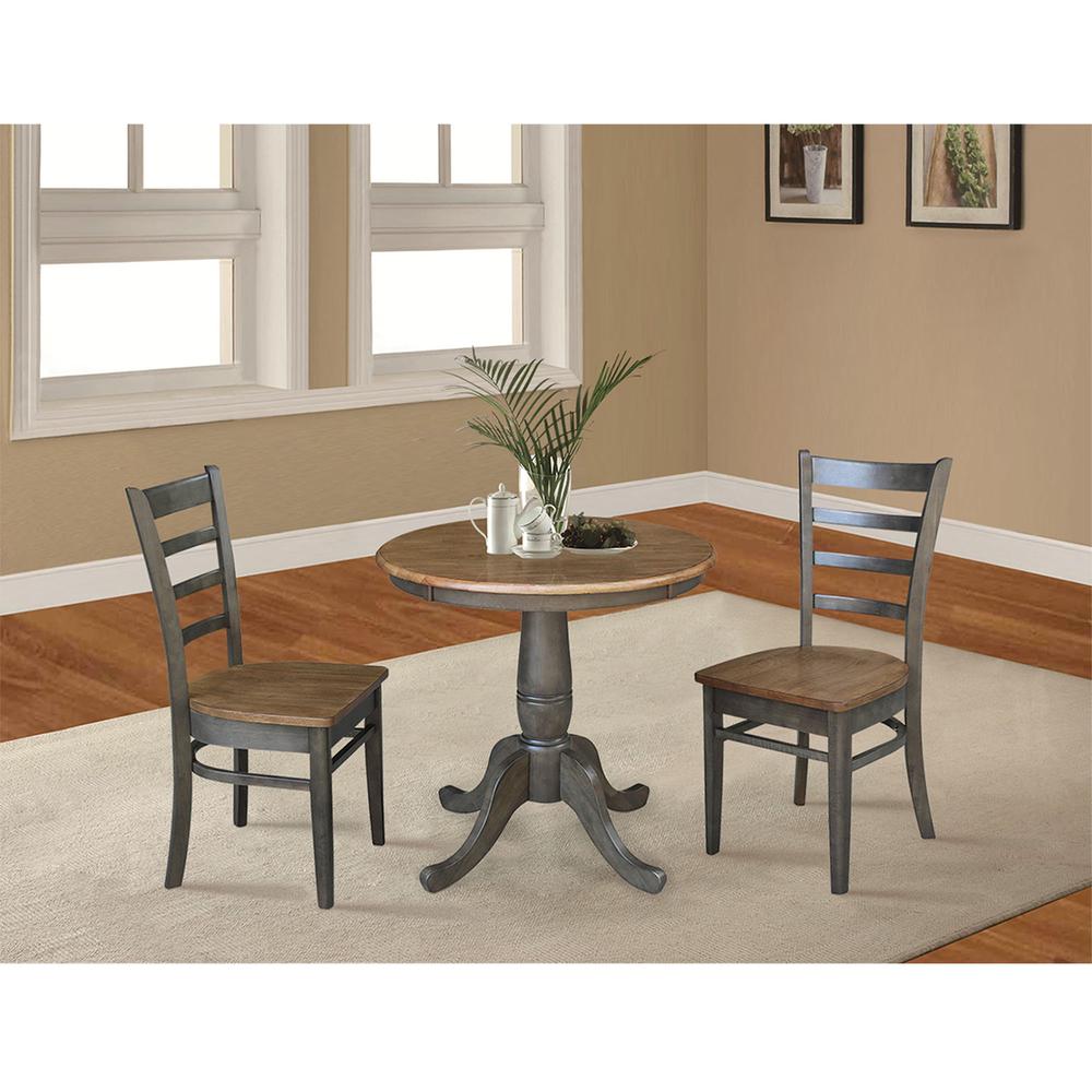 30" Round Top Pedestal Table With 2 Emily Chairs - 3 Piece Set. Picture 2