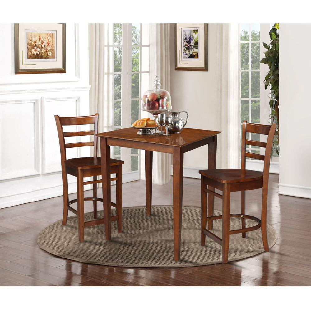 30" x 30" Counter Height Table with 2 Emily Counter Height Stools - 3 Piece Set. Picture 1