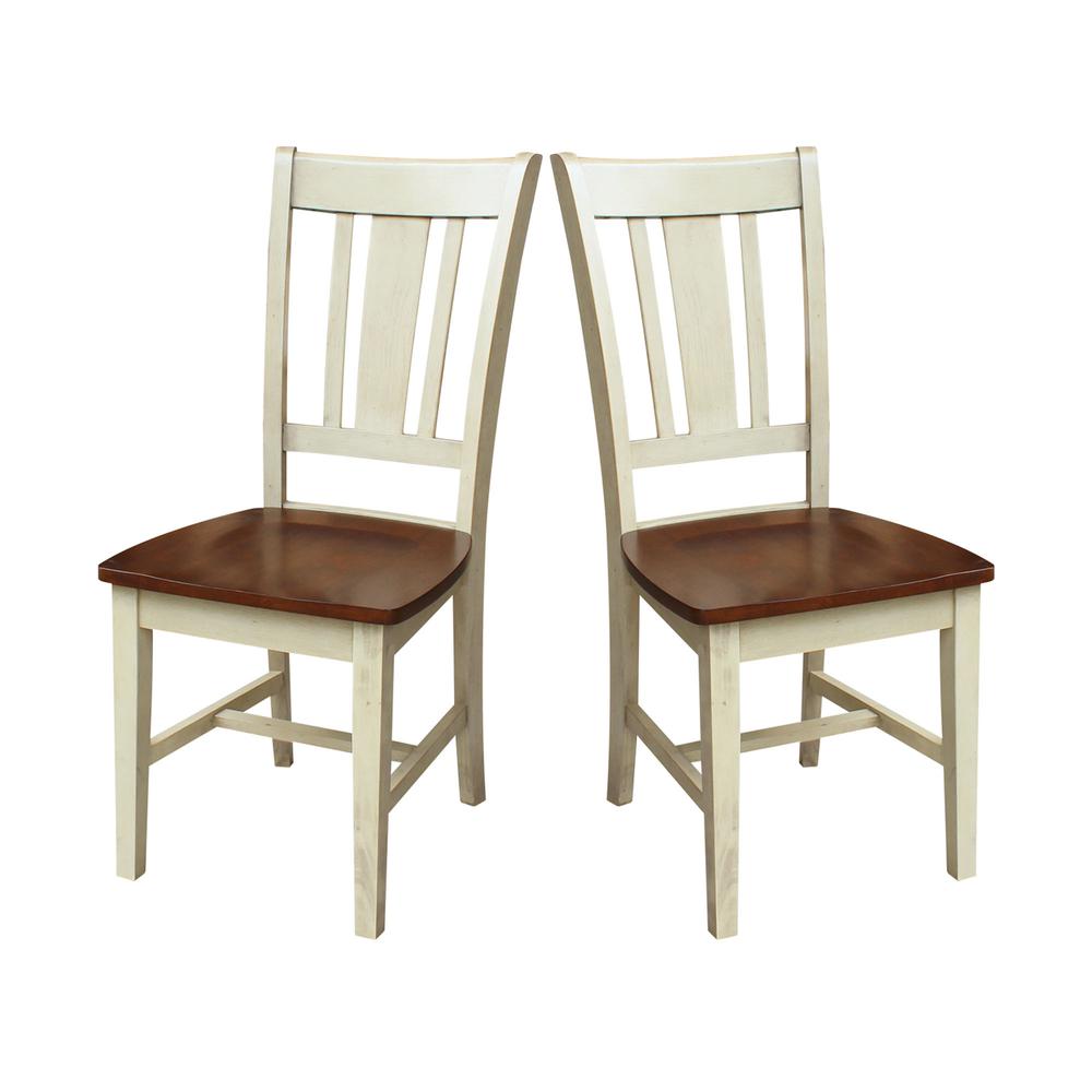 Set of Two San Remo Splatback Chairs, Antiqued Almond/Espresso. Picture 4