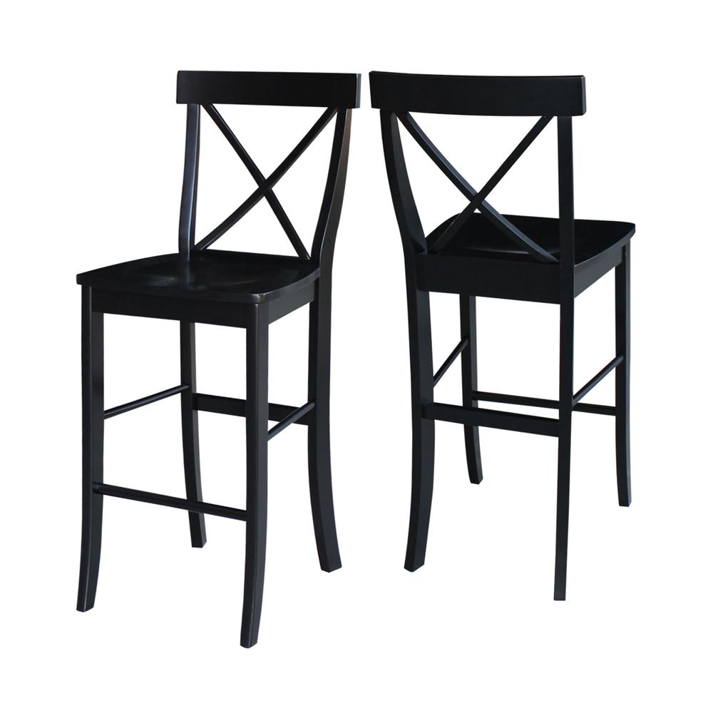 X-Back Bar height Stool - 30" Seat Height, Black. Picture 7