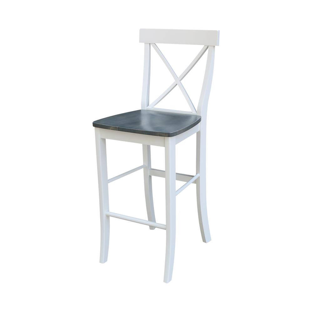 X-back Barheight Stool - 30" Seat Height, White/Heather Gray. Picture 1