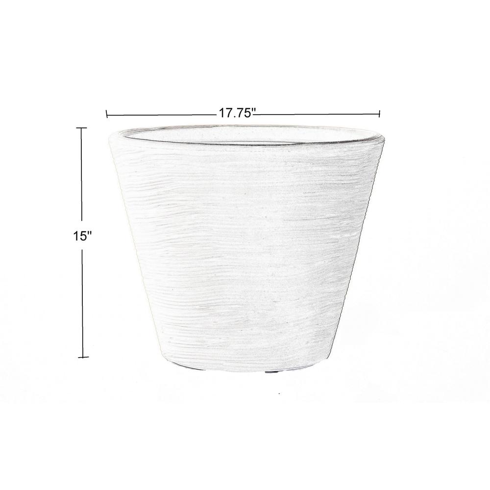 Shabby 17.75" Lightweight Round Tapered Planter, Pearl White. Picture 5