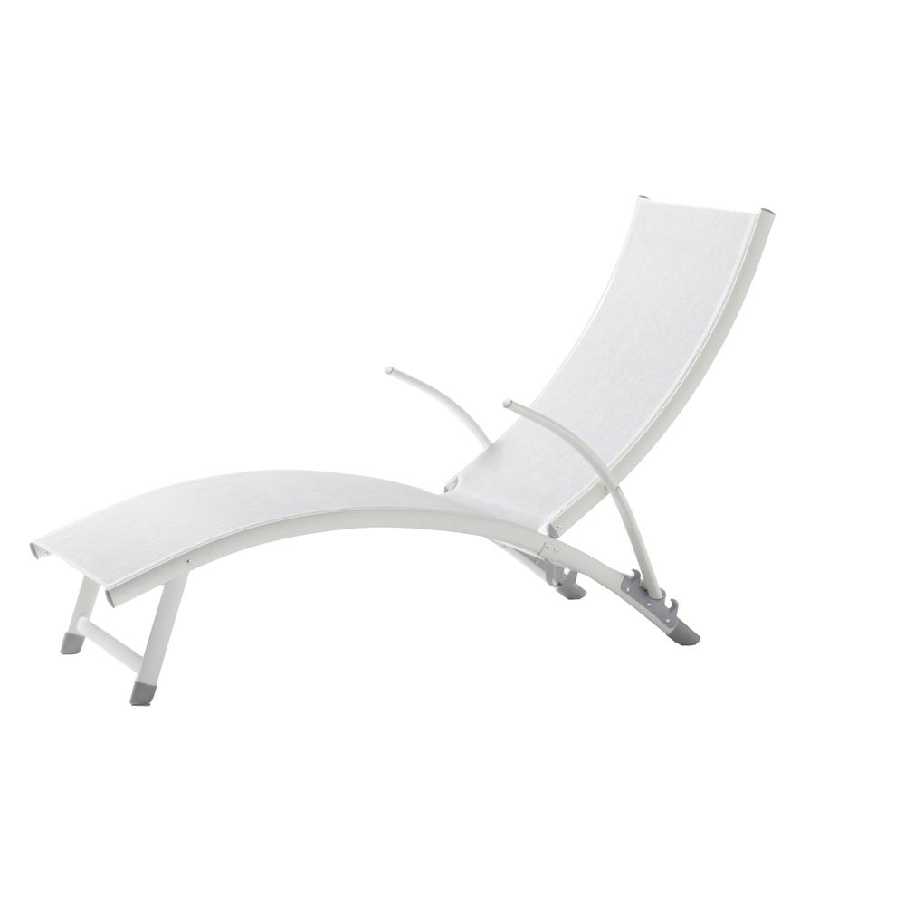 SET OF TWO Poolside Stackable/Foldable Chaise Lounge- Loft White. Picture 1