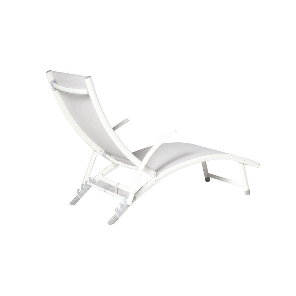 SET OF TWO Poolside Stackable/Foldable Chaise Lounge- Loft White. Picture 2