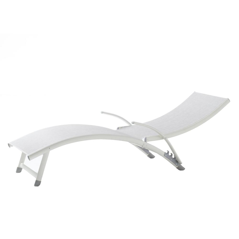 SET OF TWO Poolside Stackable/Foldable Chaise Lounge- Loft White. Picture 3
