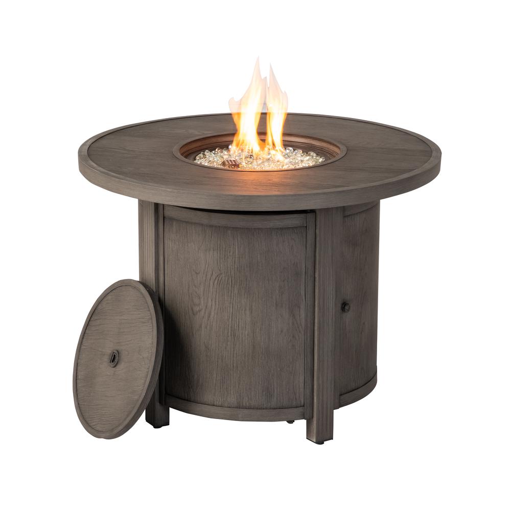 Spirit 36" Round Gas Fire Pit Chat Table with Clear Glass Fire Beads. Picture 3