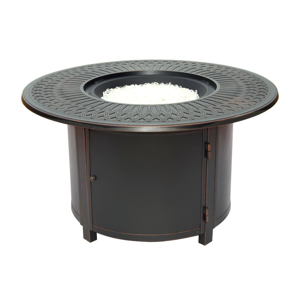 Walden 44" Round Gas Fire Pit Chat Table with Clear Glass Fire Beads. Picture 3
