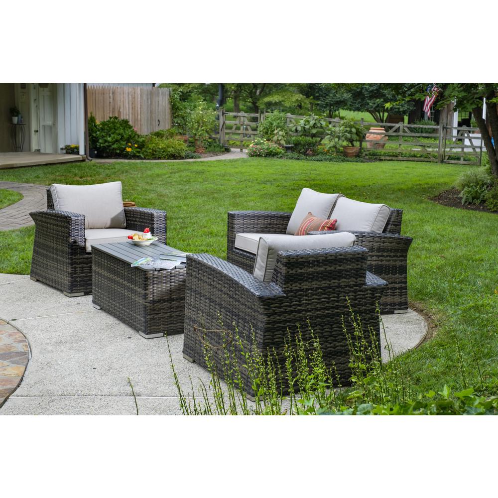 Baily All Weather Wicker 4 Piece Love Seat Set with Sunbrella Cushions. Picture 2