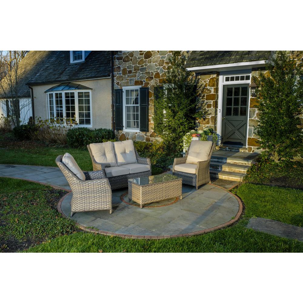 Rockhill All Weather Wicker 4 Piece Seating Group with Sunbrella Cushions. Picture 2