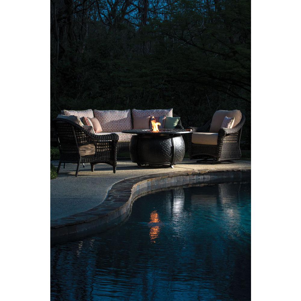 Margherita 48" Round Cast Aluminum Gas Fire Pit/Chat Table with Glacier Ice Firebeads. Picture 5