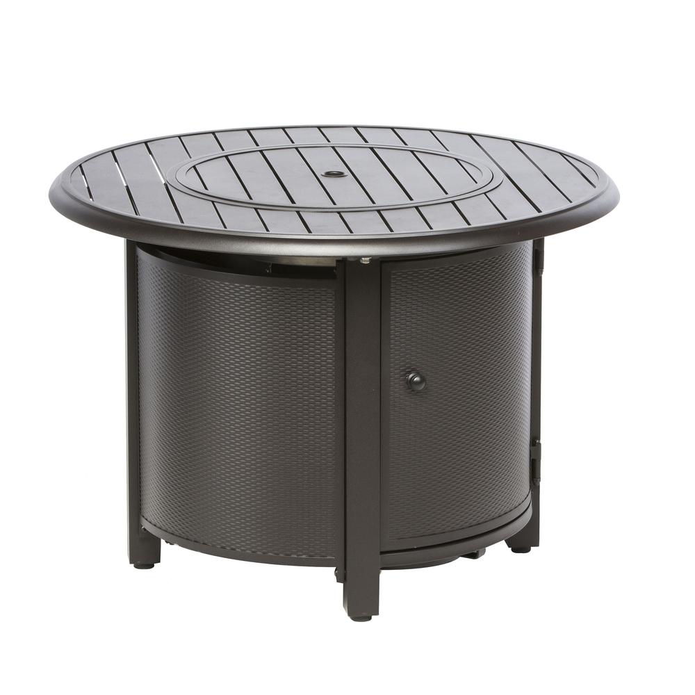 Bay Ridge 36" Round Gas Fire Pit/Chat Table with Glacier Ice Firebeads. Picture 3