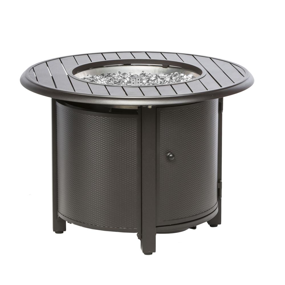 Bay Ridge 36" Round Gas Fire Pit/Chat Table with Glacier Ice Firebeads. Picture 4