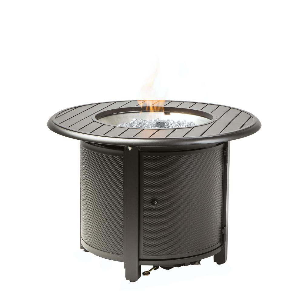 Bay Ridge 36" Round Gas Fire Pit/Chat Table with Glacier Ice Firebeads. Picture 5