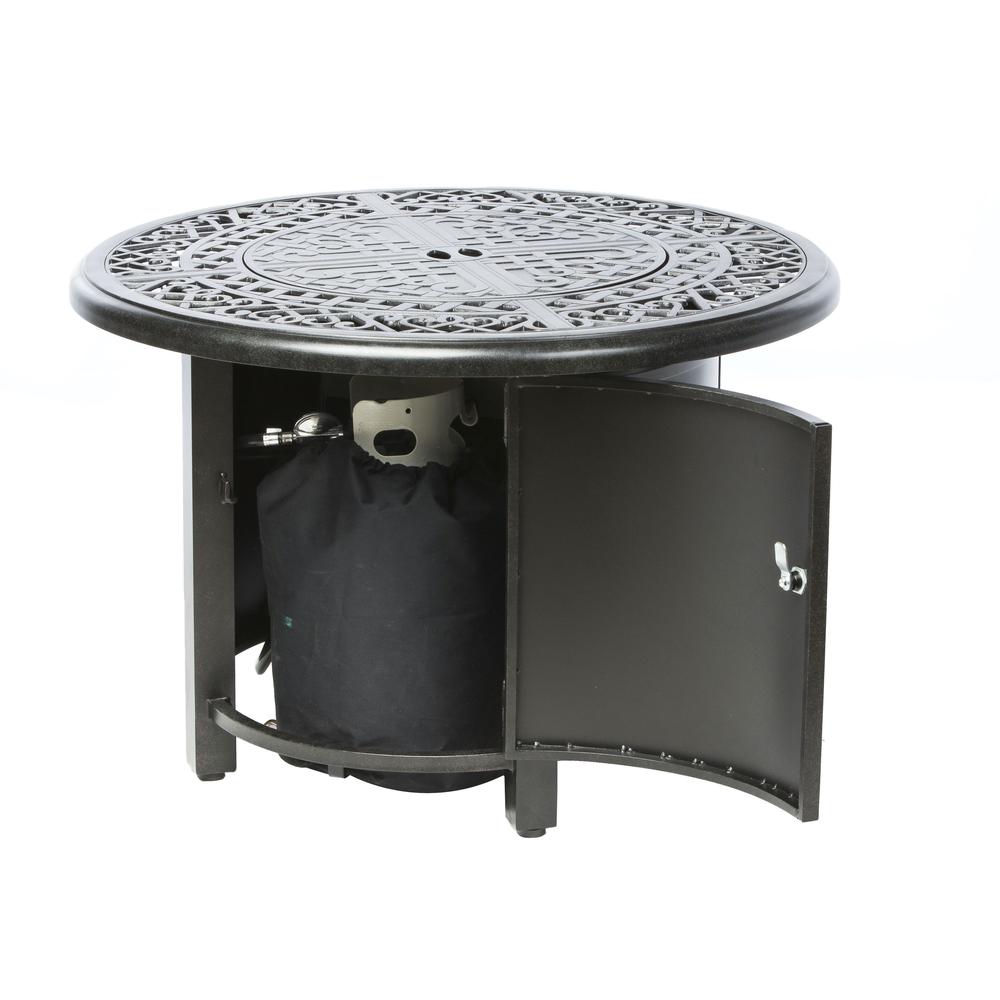 Kinsale 36" Round Gas Fire Pit/Chat Table with Glacier Ice Firebeads. Picture 4