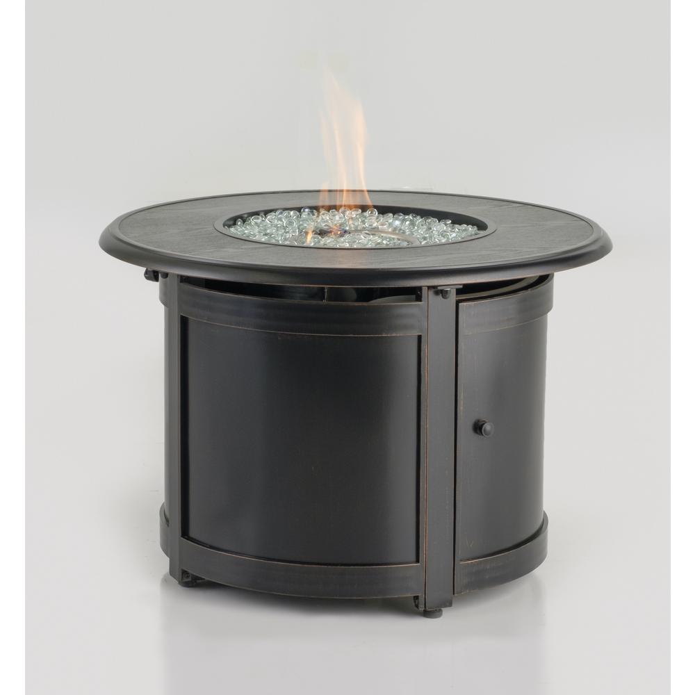 Manchester 36" Round Match Lit Gas Fire Pit Chat Table Glacier Ice Firebeads. Picture 1