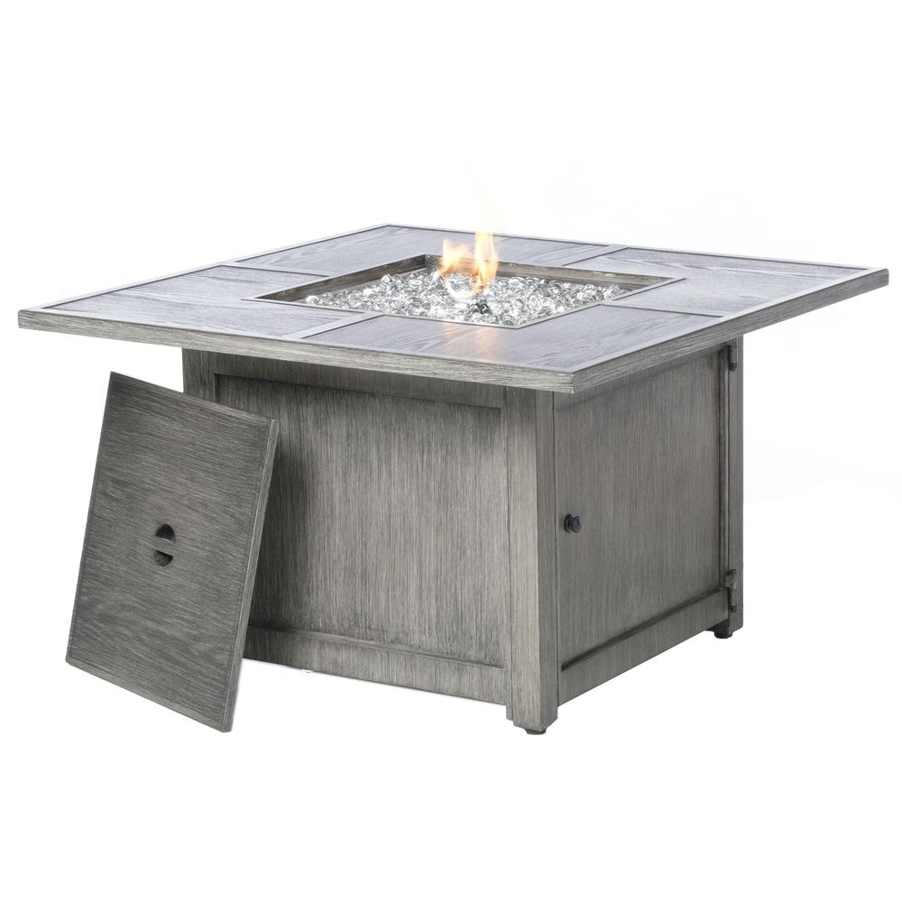 Cheyenne 40" Square Gas Fire Pit Chat Table with Glacier Ice Firebeads. Picture 2