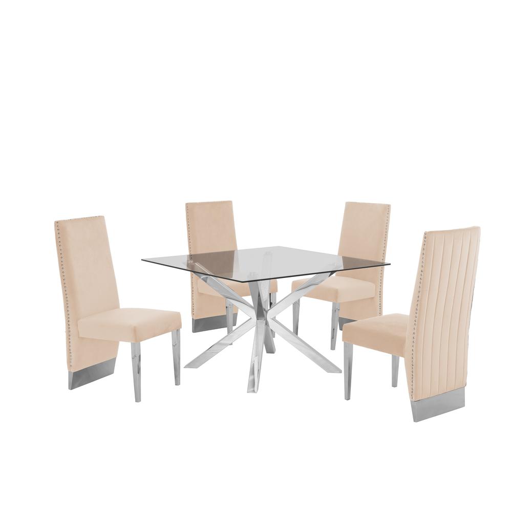 5 Piece Dining Set w/ Stainsteel Table 716. Picture 1
