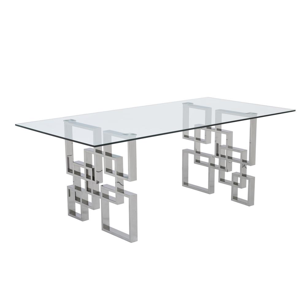 5-piece glam dining set with 4 Black side chairs and one 79"L glass dining table. Picture 2
