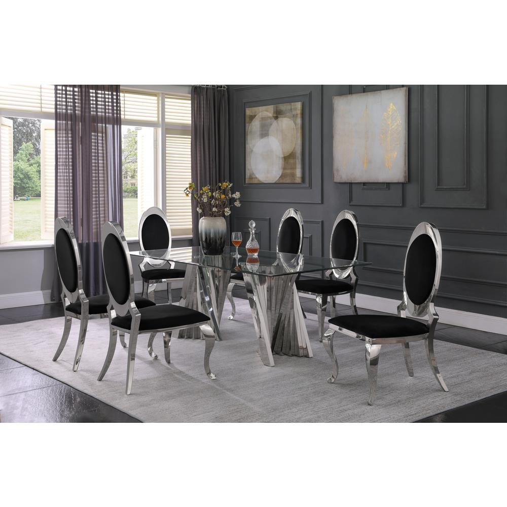 Velvet Uph. Dining Chair, Stainless Steel Frame (Set of 2) - Black. Picture 2