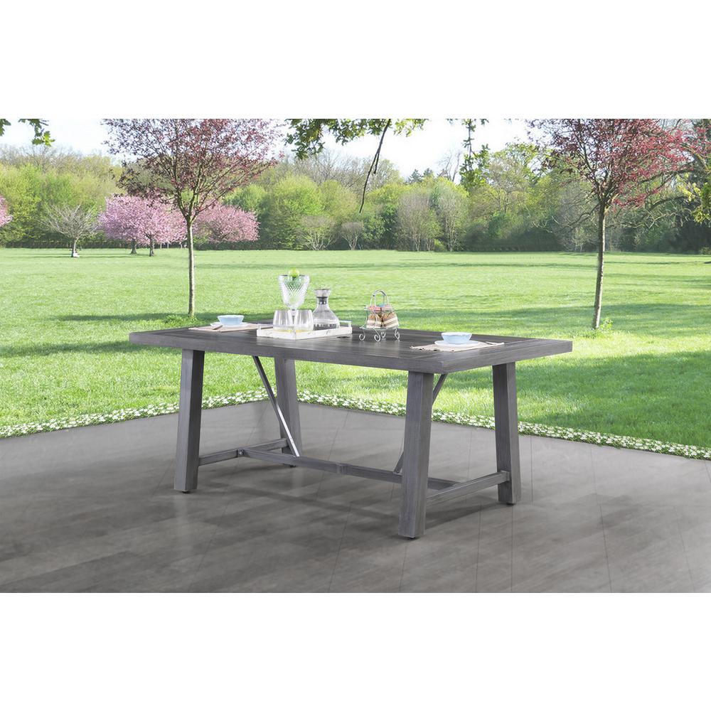 5-piece outdoor dining table in grey aluminum metal. Picture 3