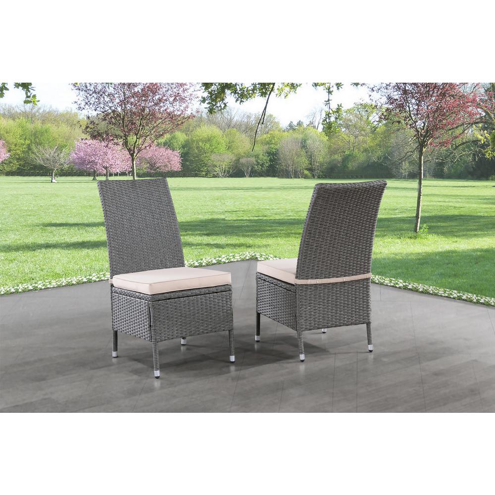 5-piece outdoor dining table in grey aluminum metal. Picture 2