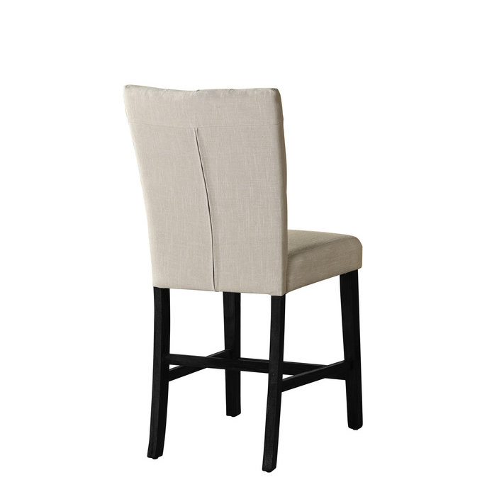 Classic 24" Counter Height Side Chair Tufted in Linen Fabric **Set of 2**, Beige. Picture 2