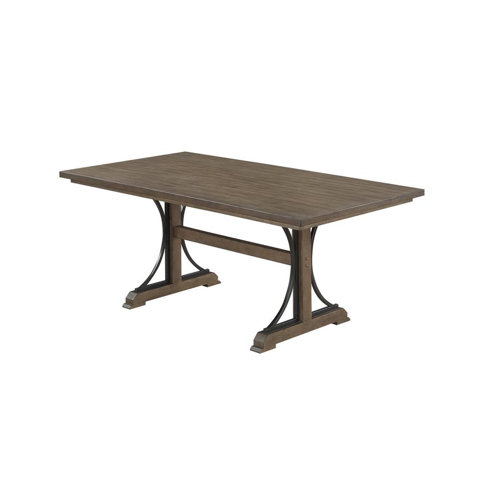 72" inch fixed dining table with matching brown oak color accent bar. Picture 1