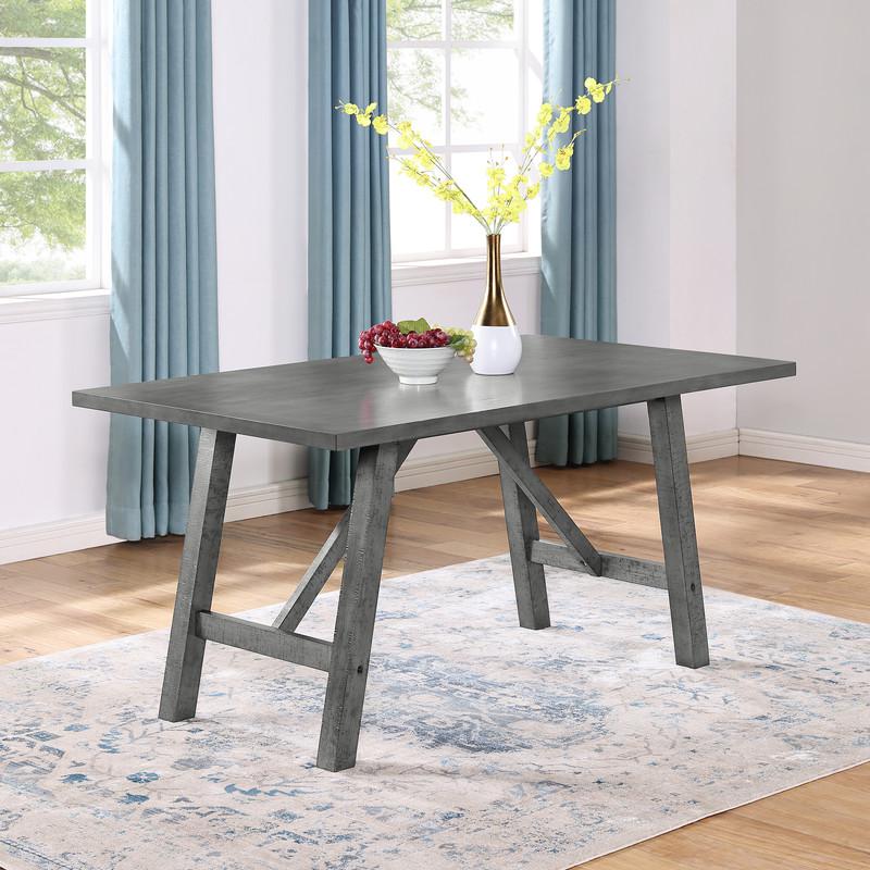5 piece dining set, modern farmhouse design in rustic grey (1Table+4Chairs). Picture 2