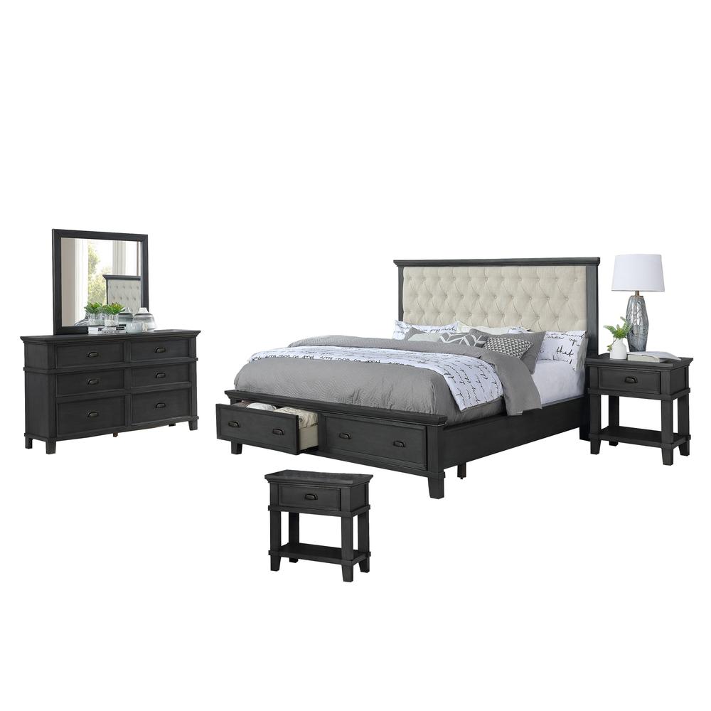 Sandy Platform 5 Piece Bedroom Set with extra Night Stand, California King. Picture 1