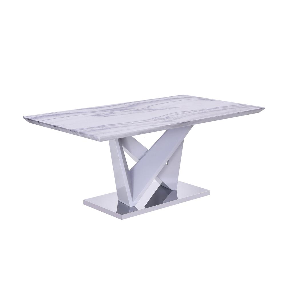 Pedestal Dining Table Faux Marble Look. Picture 1