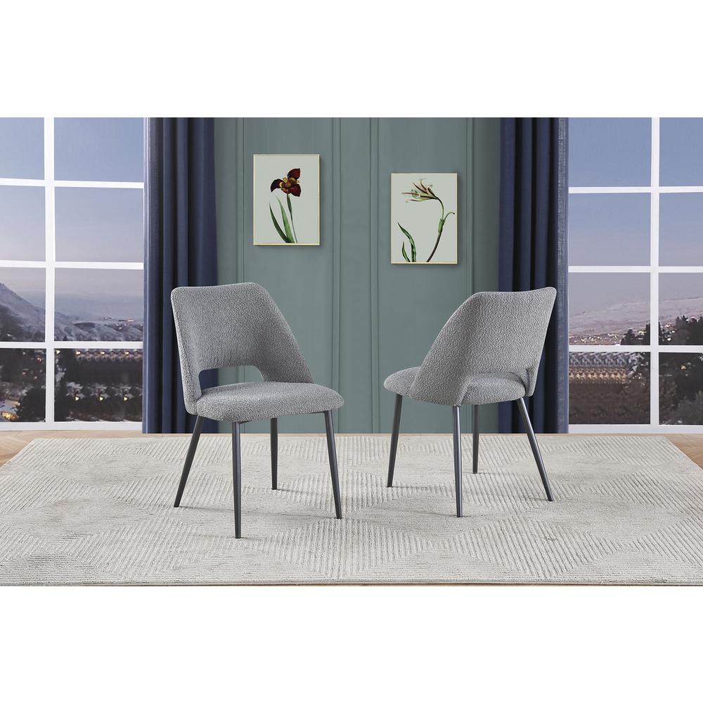 7pc dining set- rectangle marble wrap glass table w/ 6 Dark Grey color side chairs. Picture 3