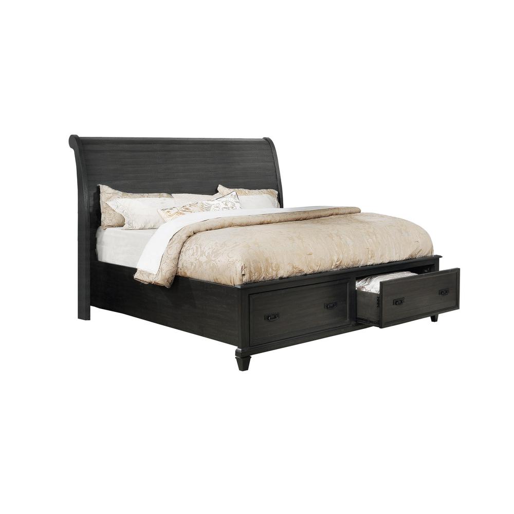 Sleigh California King Bed in Rustic Grey. Picture 1