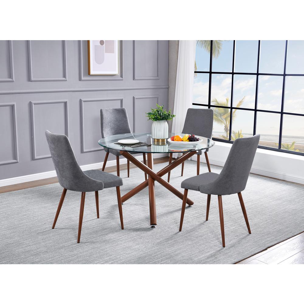 Dark Grey Dining Side Chair, Set of 4 - Faux Wood. Picture 2